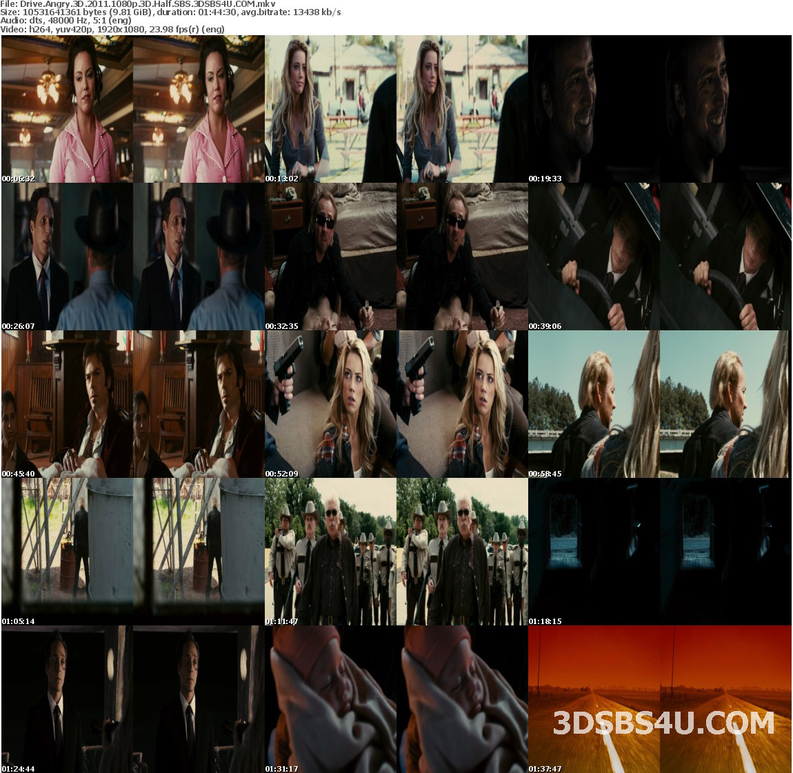 Drive Angry 3D (2011) 1080p Half-SBS DTS - 3DSBS4U Release