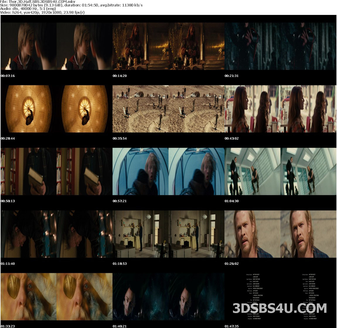 Thor 3D (2011) 1080p Half-SBS ENG - 3DSBS4U Release